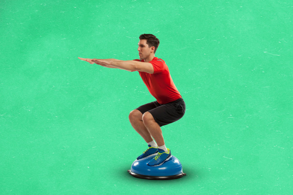 Bosu ball. (Photo illustration: Yahoo News; photos: Getty Images)