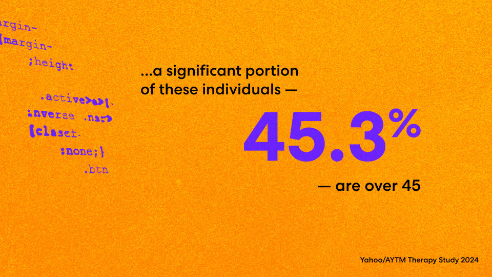 For those who have an interest in AI-generated therapy, a surprising number are over the age of 45. 