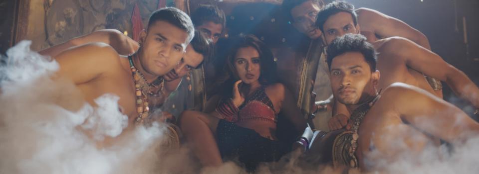 Namrata Sheth poses with dancers in V/H/S/Beyond.