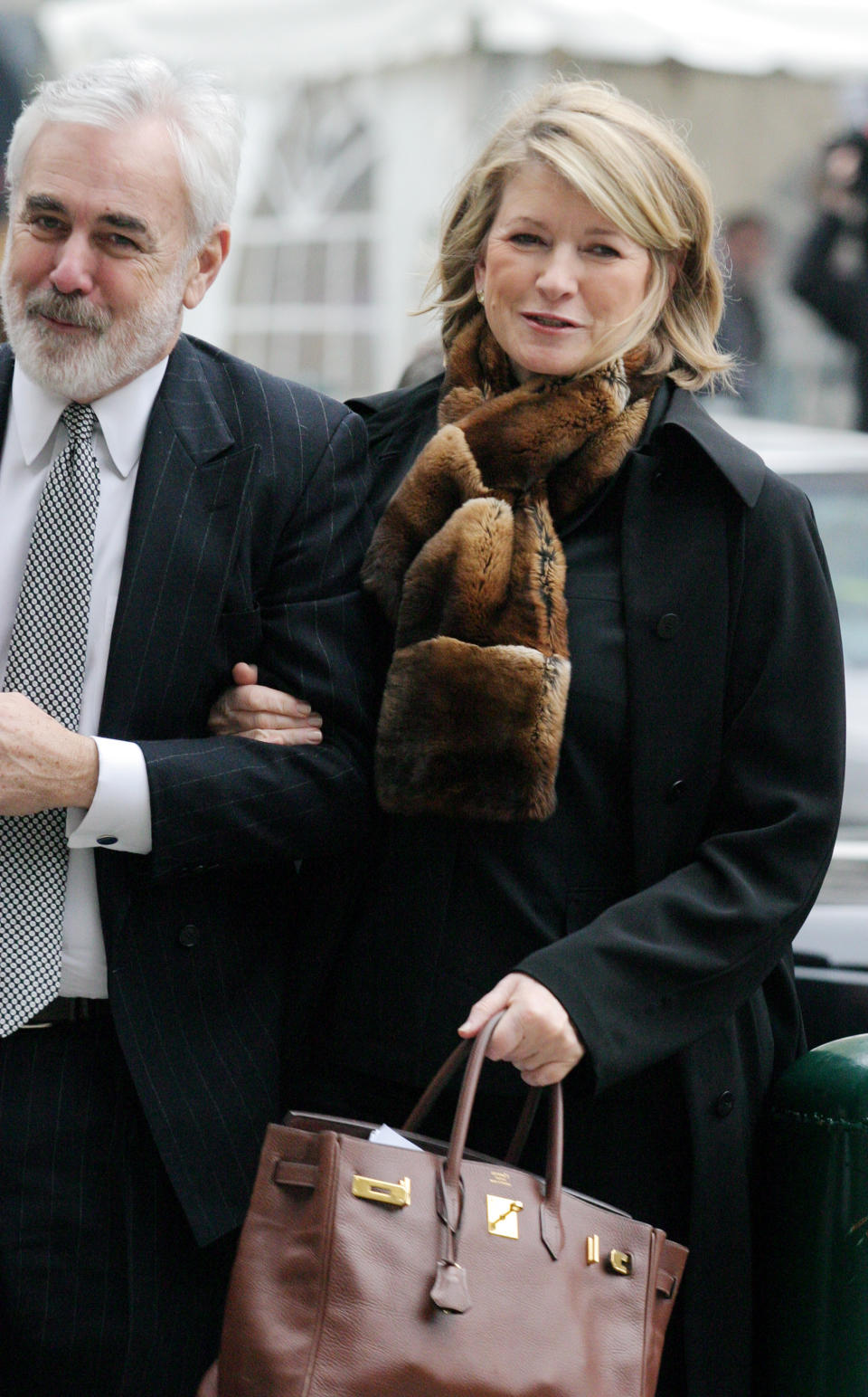 Martha Stewart, right, arrives at Manhattan federal court with her attorney John Tigue in 2004.