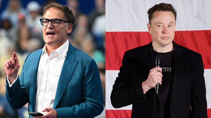 Mark Cuban, left, and Elon Musk appeared at dueling campaign events on Thursday (Photos: Getty images)