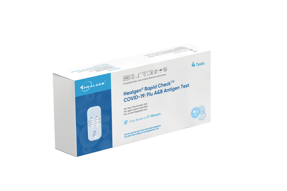 The Healgen Rapid Check COVID-19 and Flu A&B Antigen Test is expected to be on store shelves by Thanksgiving.