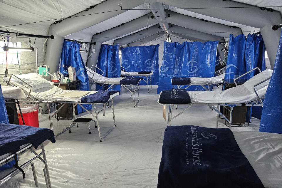 Inside of a Samaritan's Purse field hospital. (Minyvonne Burke / NBC News)