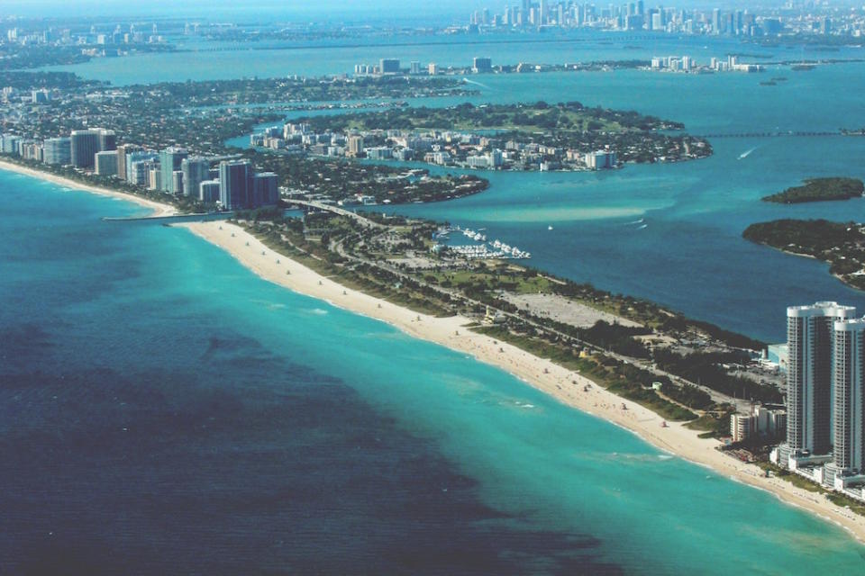 Birds' eye view of Miami Beach, Florida.