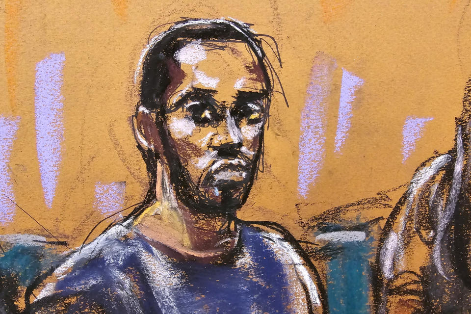 A courtroom sketch of Combs.