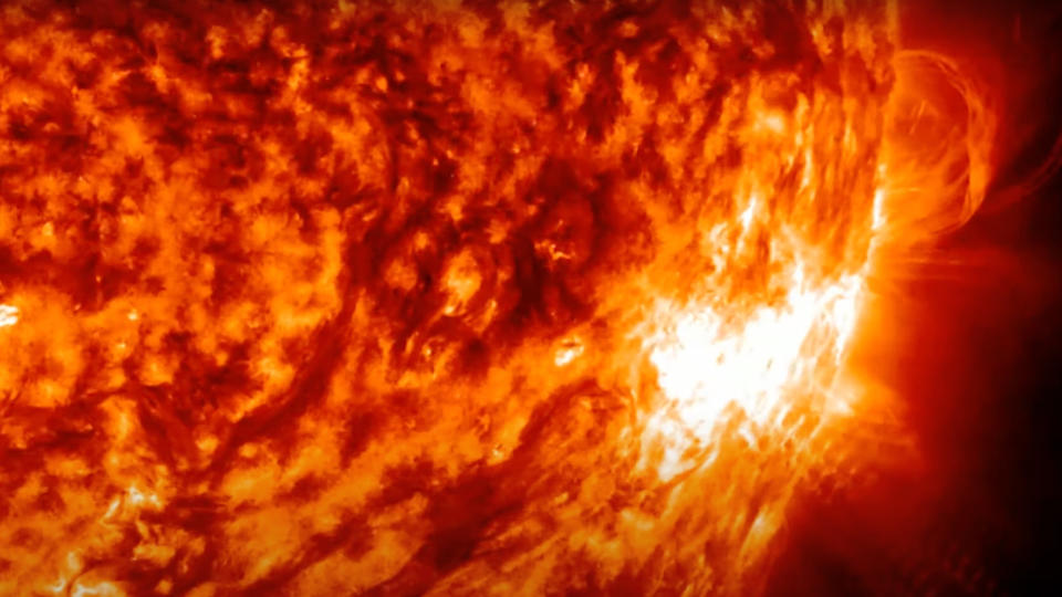  NASA's Solar Dynamics Observatory captured this view of an X2.1 solar flare erupting from the sun on Oct. 7, 2024. 