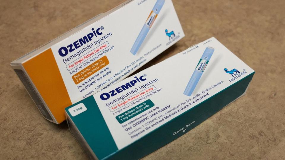 PHOTO: Boxes of Ozempic, a semaglutide injection drug used for treating type 2 diabetes made by Novo Nordisk, is seen at a Rock Canyon Pharmacy in Provo, Utah, March 29, 2023. (George Frey/Reuters)