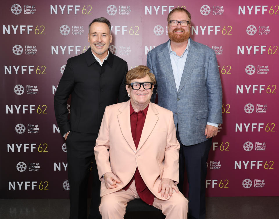 Cutler with John and Furnish at a screening of Elton John: Never Too Late on Oct. 1.