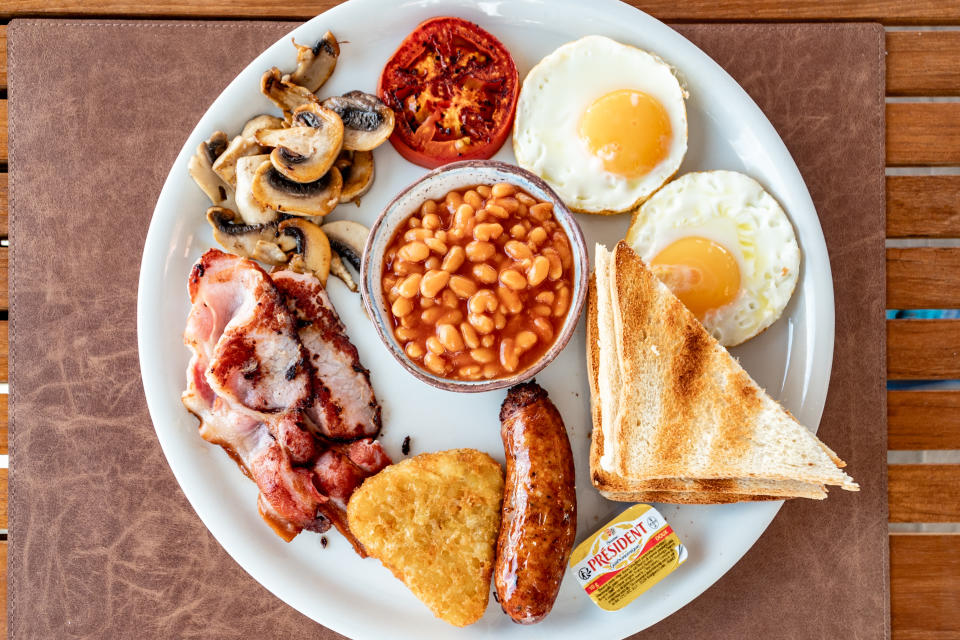 A Birds Eye view over a full English breakfast