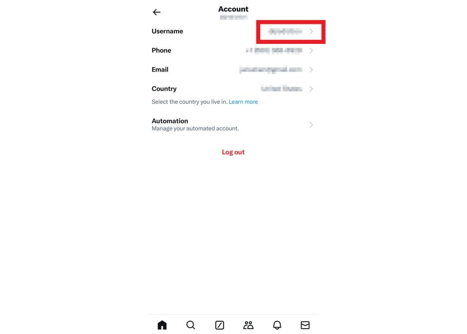 Change X account name