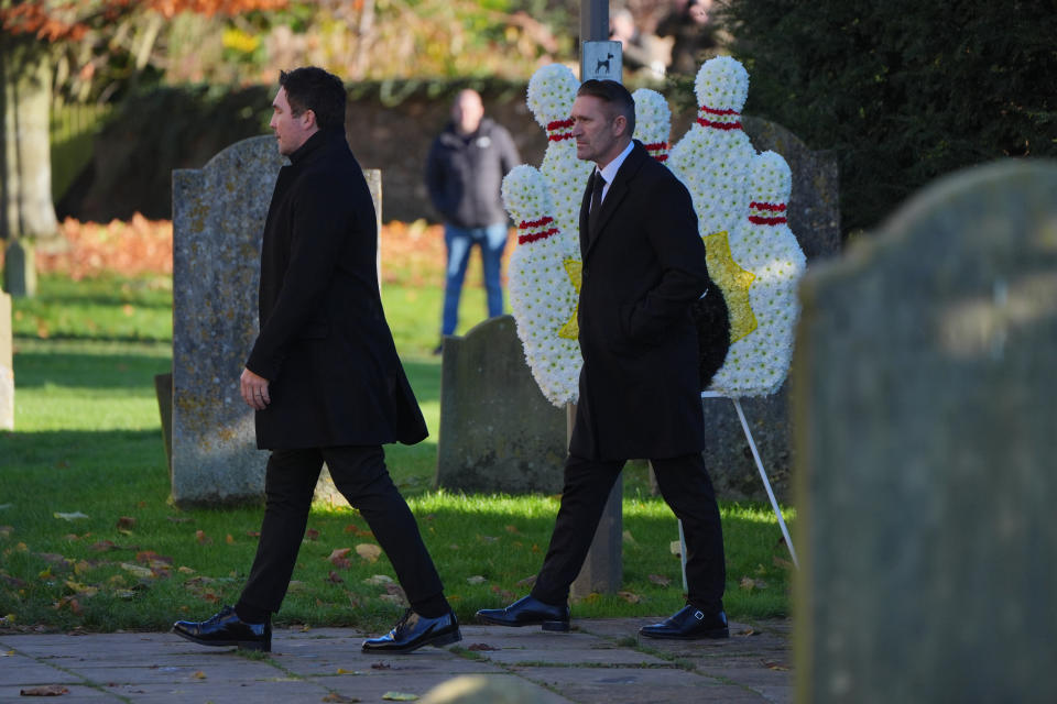 Robbie Keane arrives for the funeral service of One Direction singer Liam Payne on Thursday.