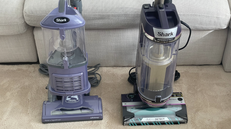 Shark Lift-Away Vacuums are shown for Yahoo's Best Upright and Canister Vacuums guide.