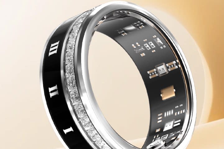 A promotional image of the Rollme R5 Gemstones smart ring.