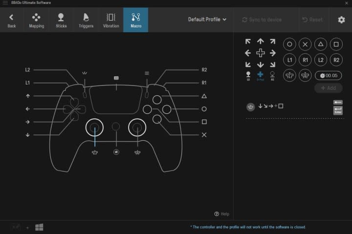 Button mapping controls in the 8BitDo Ultimate software.