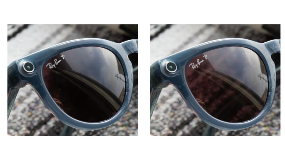 The results of using Reflection Removal on a reflection that's too small in a pair of Ray-Ban Meta Smart Glasses, with the original image on the left and the edited image on the right.