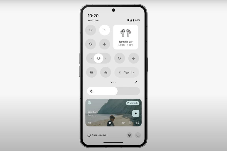 Quick Settings panel in Nothing OS 3.
