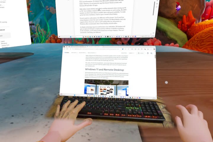 Microsoft's Mixed Reality Link let me arrange virtual monitors but didn't save the layout.