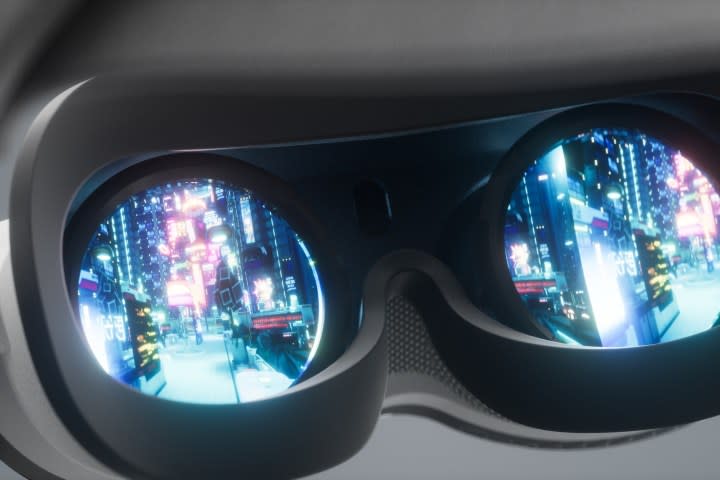 A render show a closeup of the Pimax Dream Air facial interface.