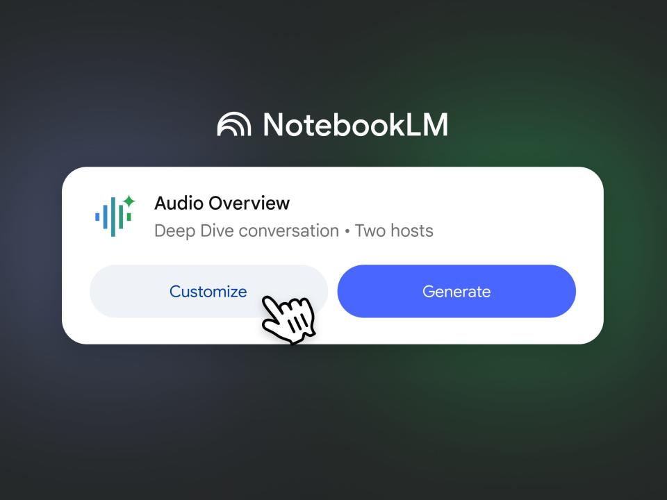 NotebookLM logo with Audio Overview customize option