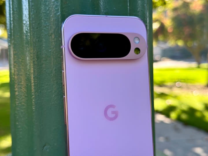 Pixel 9 Pro in Rose Quartz.