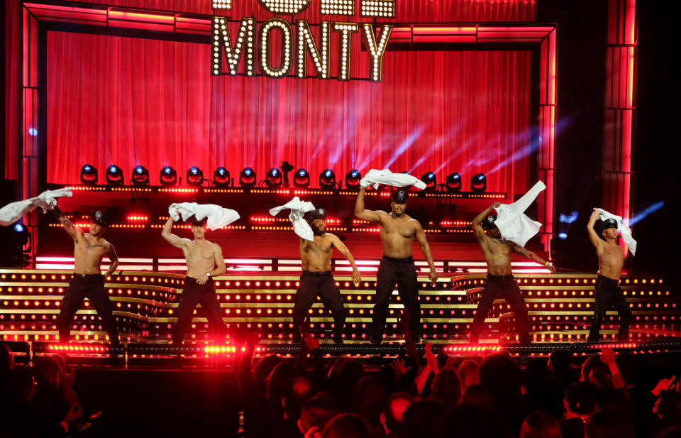 L-R: Tyler Posey, James Van Der Beek, Anthony Anderson, Chris Jones, Taye Diggs and Bruno Tonioli 