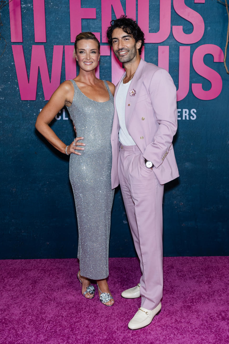 Justin Baldoni, with his wife Emily, claimed Blake Lively tried to block him from attending the premiere of It Ends With Us.