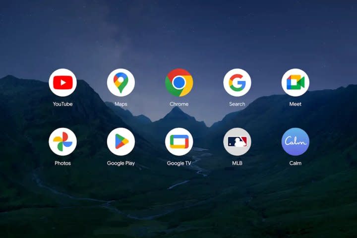 The Android XR home screen shows Google and Android apps.