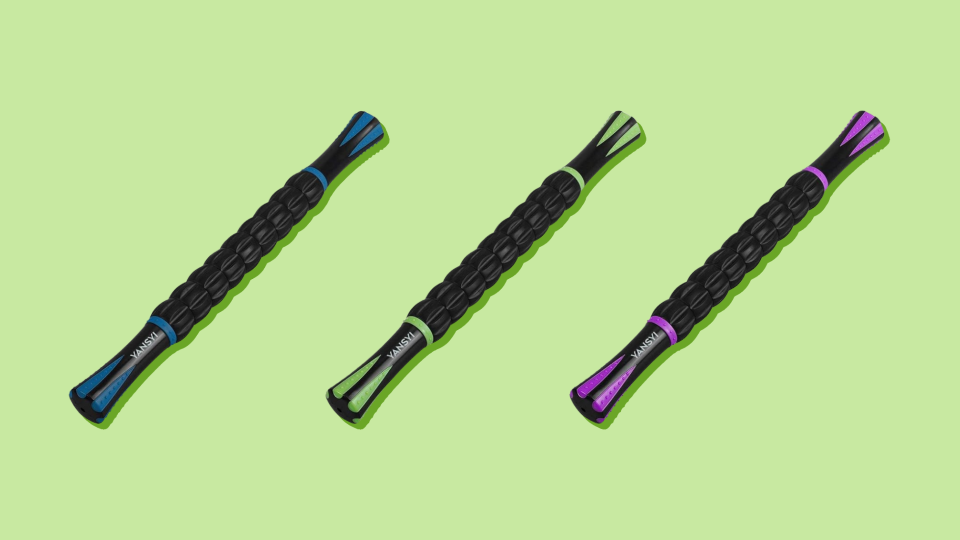 Muscle roller in blue, green and purple