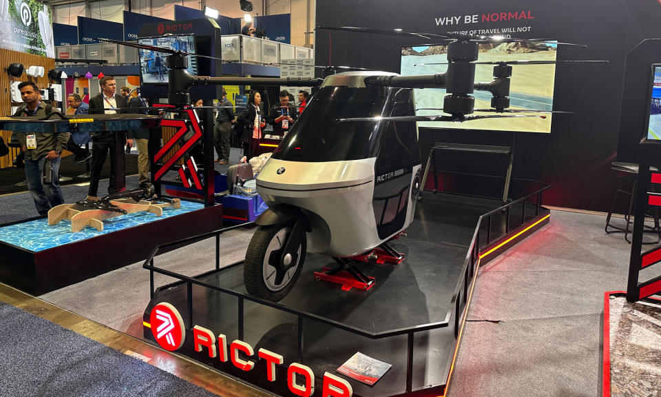 Image of Rictor's Skyrider X1 on the floor at CES 2025