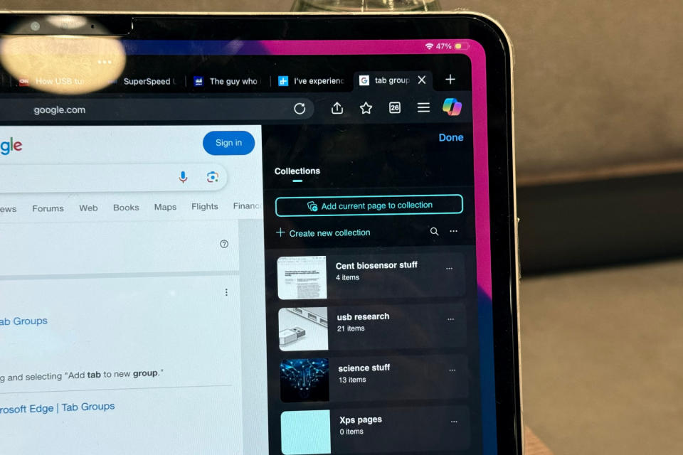 Tab collection syncing system in Edge browsers. 