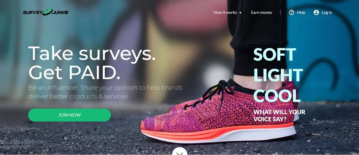 Survey Junkie 应用程序的干净移动界面显示可用的民意调查