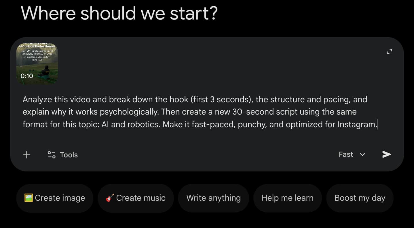 Comentar ingeniería inversa un vídeo viral con Gemini IA — tutorial TikTok Instagram YouTube script 30 segundos