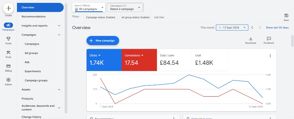 Análisis del panel de Google Ads realizado por un administrador de anuncios calificado para mejorar el ROI