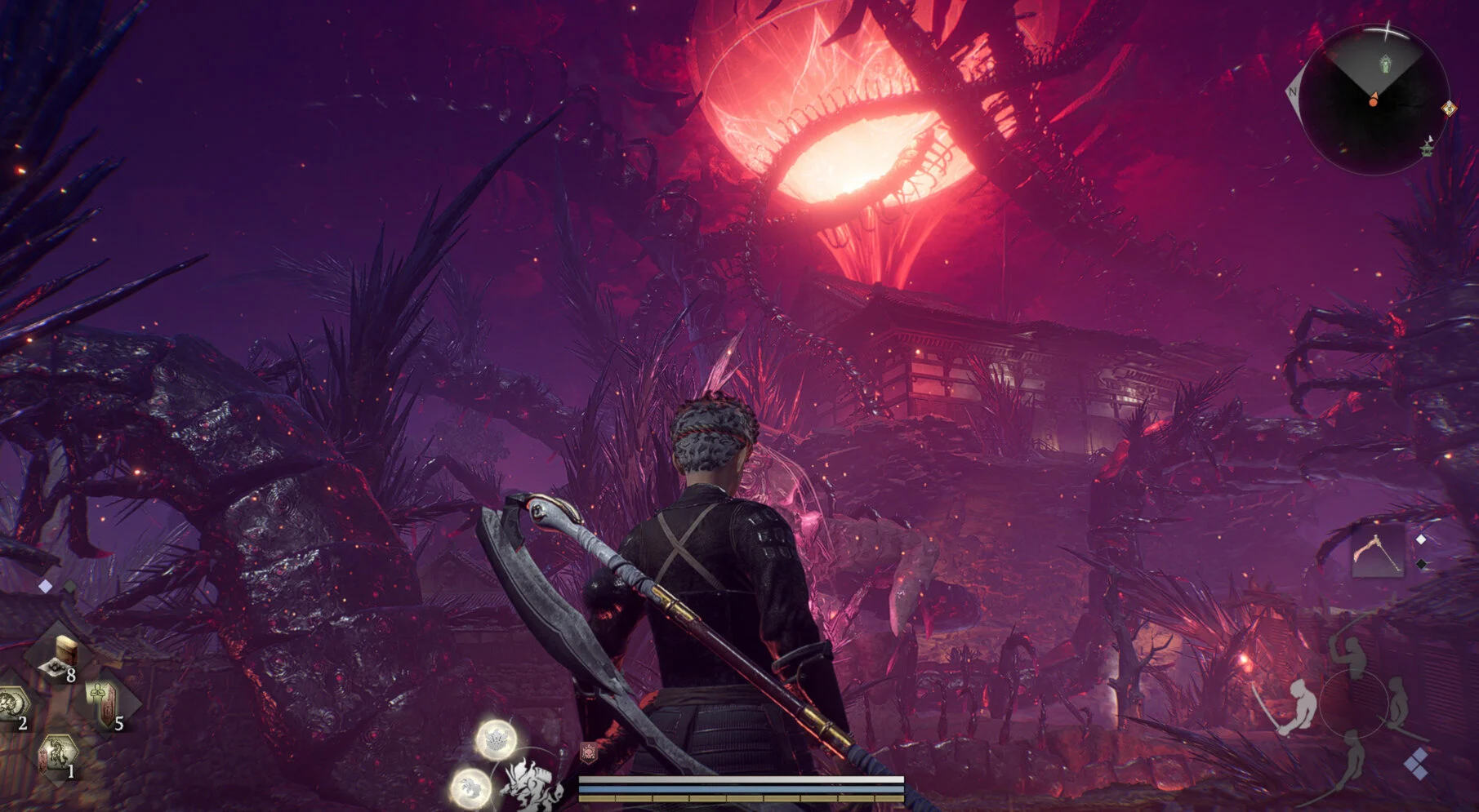 《仁王 3》广阔的开放世界中仰望天空的武士