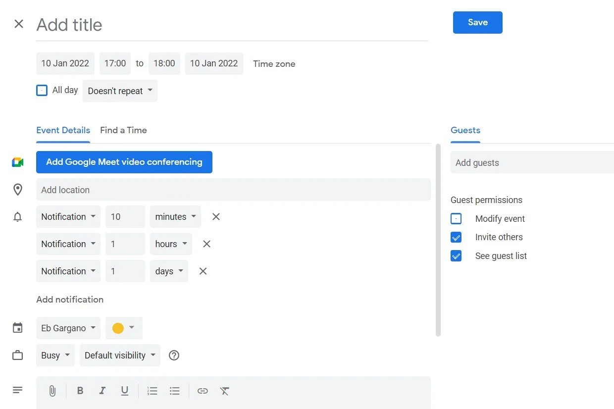 Введите «cal.new» в веб-браузере, чтобы быстро открыть страницу создания событий Календаря Google.