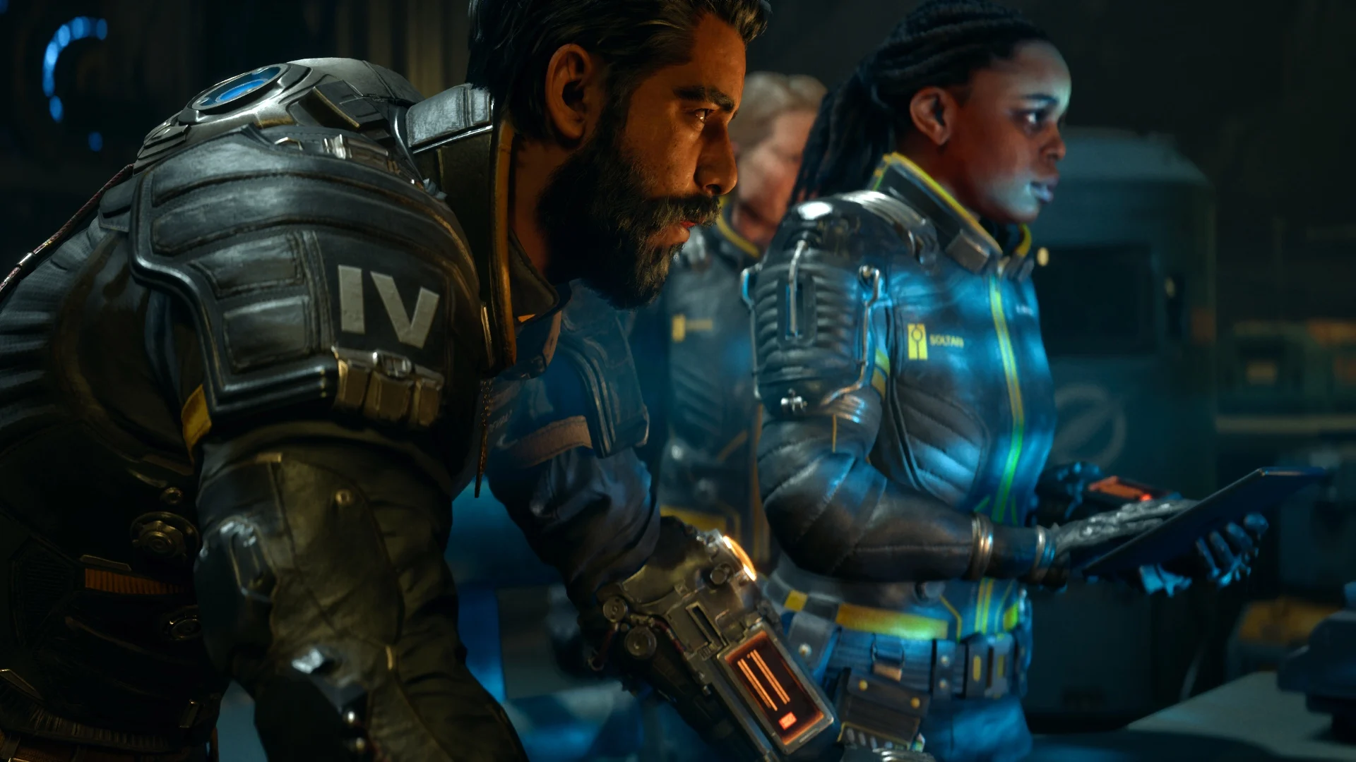 荒涼とした地平線を眺めるサロスの登場人物たちのアンサンブル キャスト