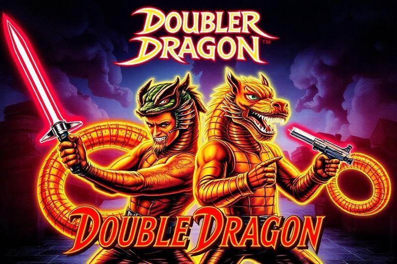 Homenaje a la película Double Dragon de 1993 con estética neón noventera y héroes de acción