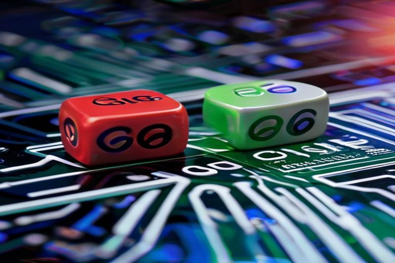 Digital dice rolling on a circuit board for Future of Blogging 2026 risks