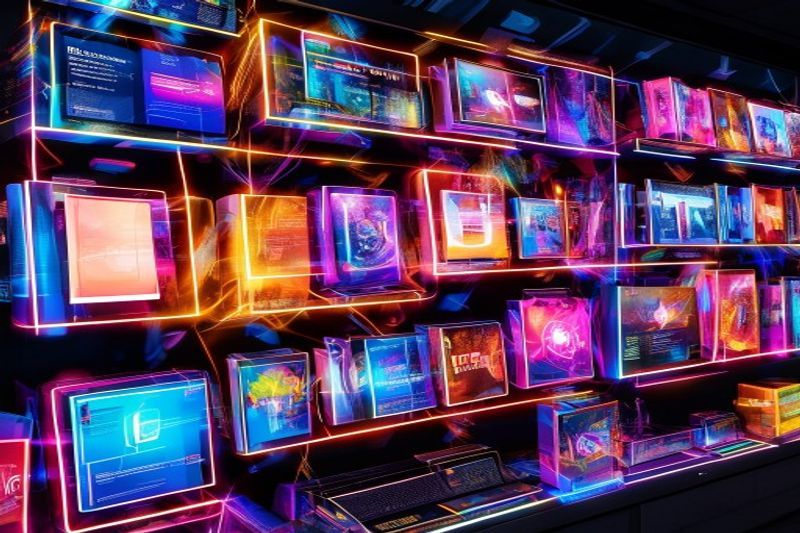 Vibrant display of digital products representing a high-RPM revenue strategy for bloggers