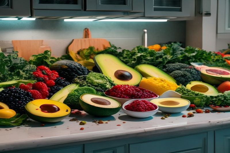 Vibrant superfoods and fermented foods illustrating nutrition and gut health blog prompts