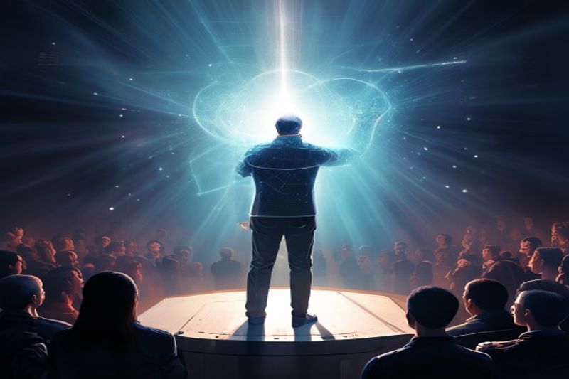 A visionary leader projecting unique concepts representing thought leadership for 2026 SEO