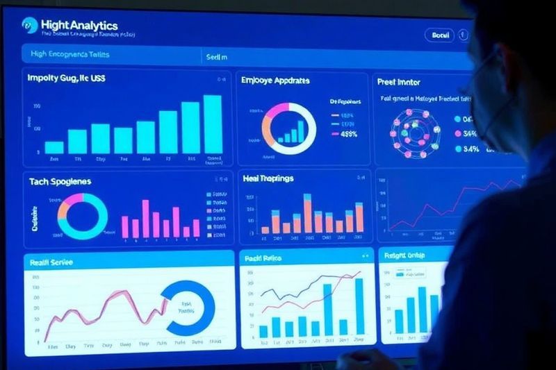従業員エンゲージメントの高い指標を追跡する高度なデータ分析ダッシュボード
