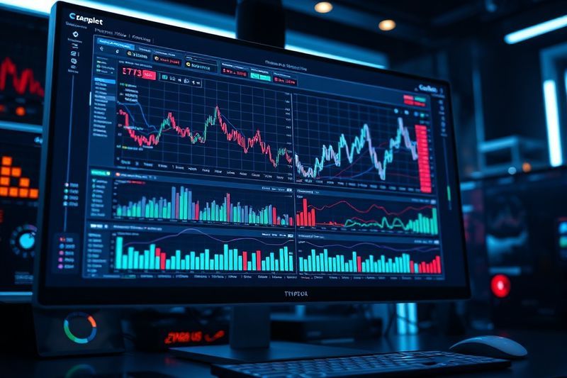 显示复杂的加密图表和社交指标的未来计算机显示器