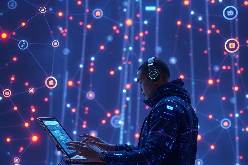 Emprendedor solitario que orquesta una estrategia de reutilización de contenido multicanal con hologramas de IA