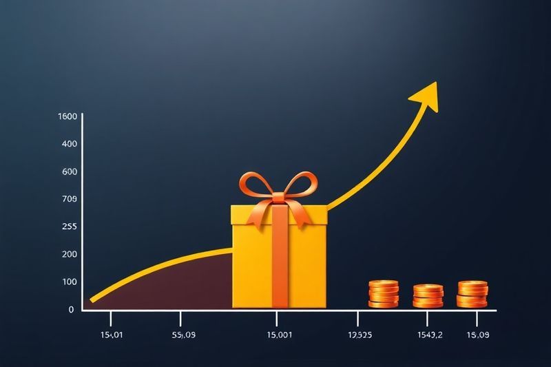 Gráfico financiero que muestra la transición de obsequios digitales gratuitos a ingresos recurrentes