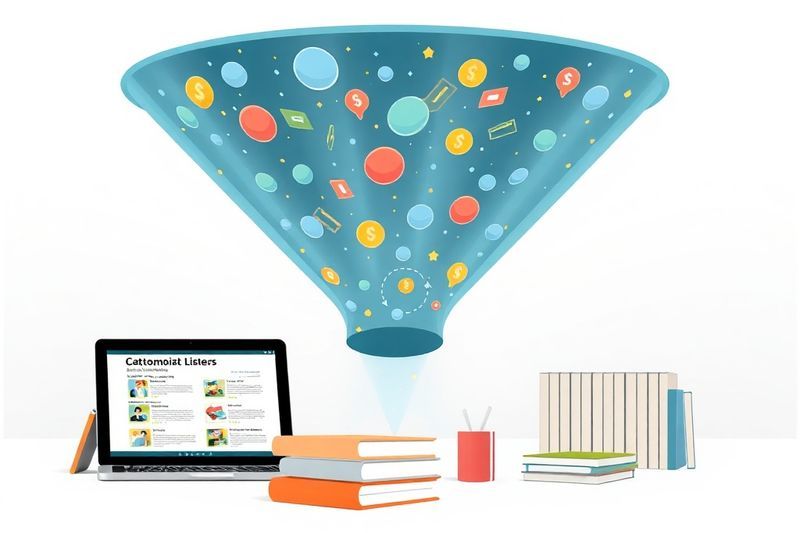 Visualización del embudo de marketing digital que canaliza el tráfico de Amazon hacia los libros electrónicos