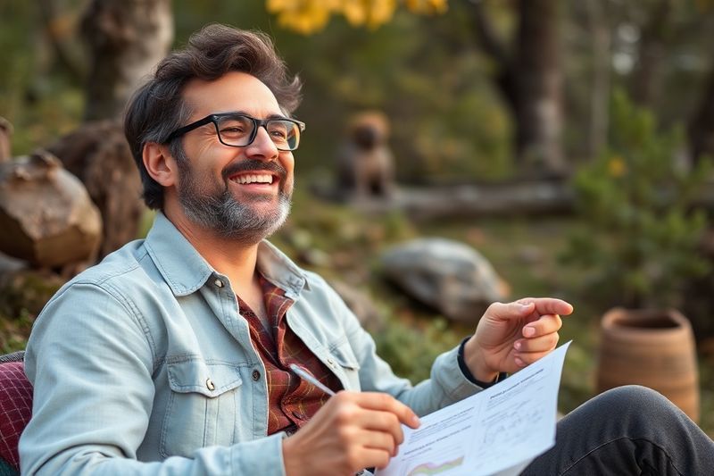 デジタルチャートが高いエネルギーと健康状態を示している間、屋外で週末を楽しむリラックスしたプロフェッショナル