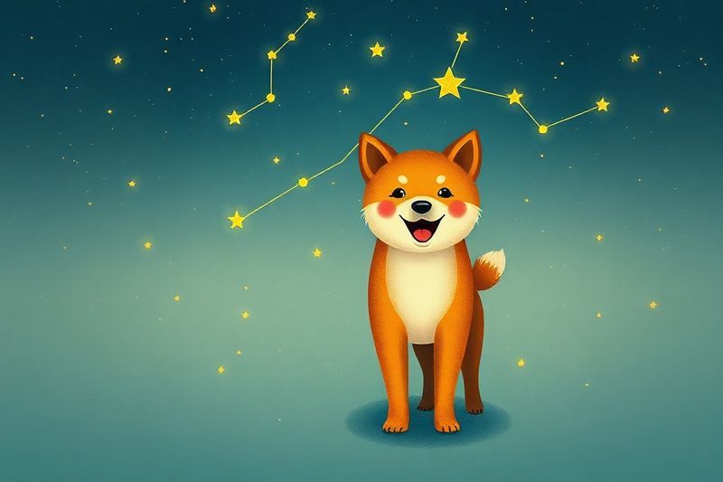 令人感动的星座艺术渲染，形状像一只快乐的柴犬