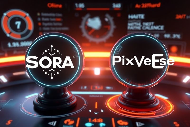 数字仪表板比较 Sora、Grok 和 PixVerse V6 的徽标和性能指标