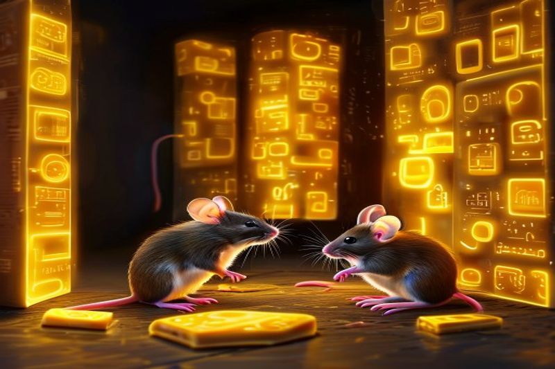 Mice finding new glowing cheese in a digital maze for blogging trends